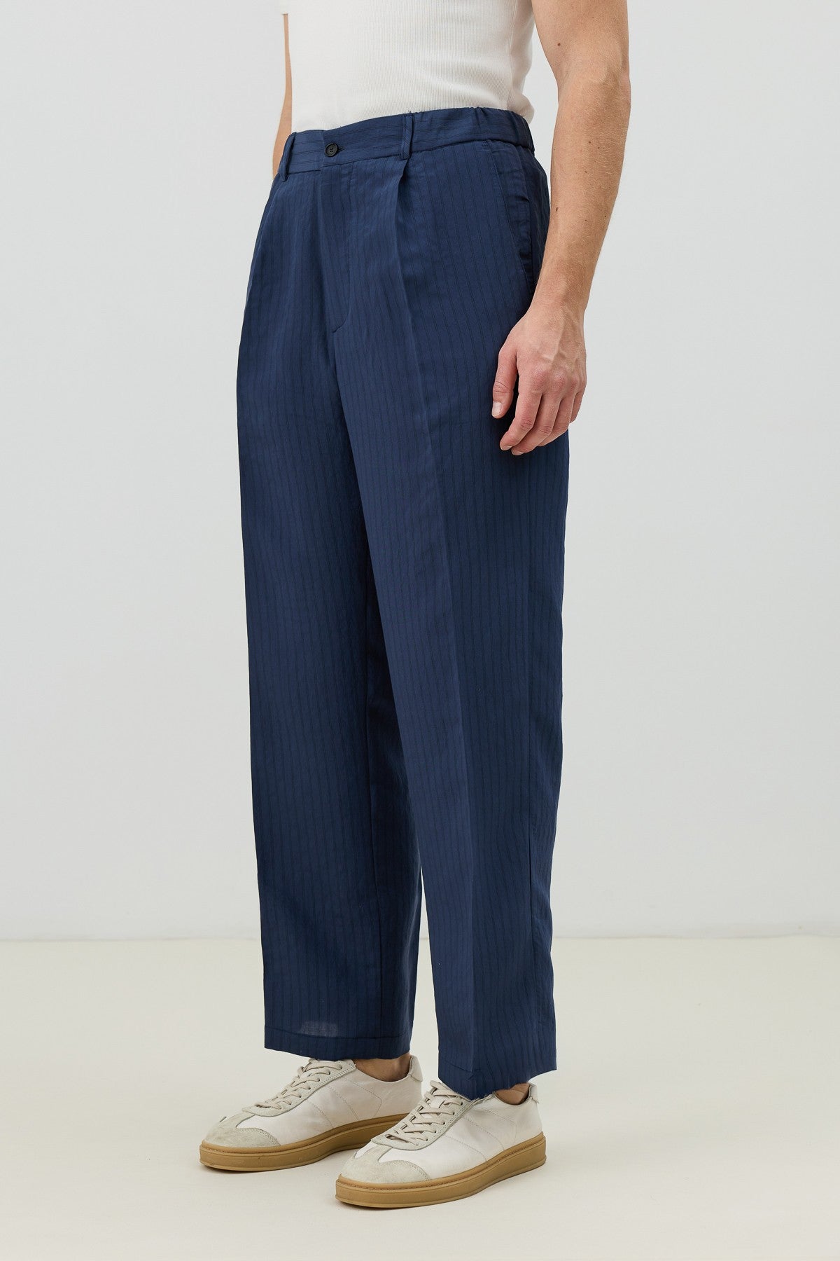 Modal Karışımlı Çizgili Relaxed Erkek Pantolon