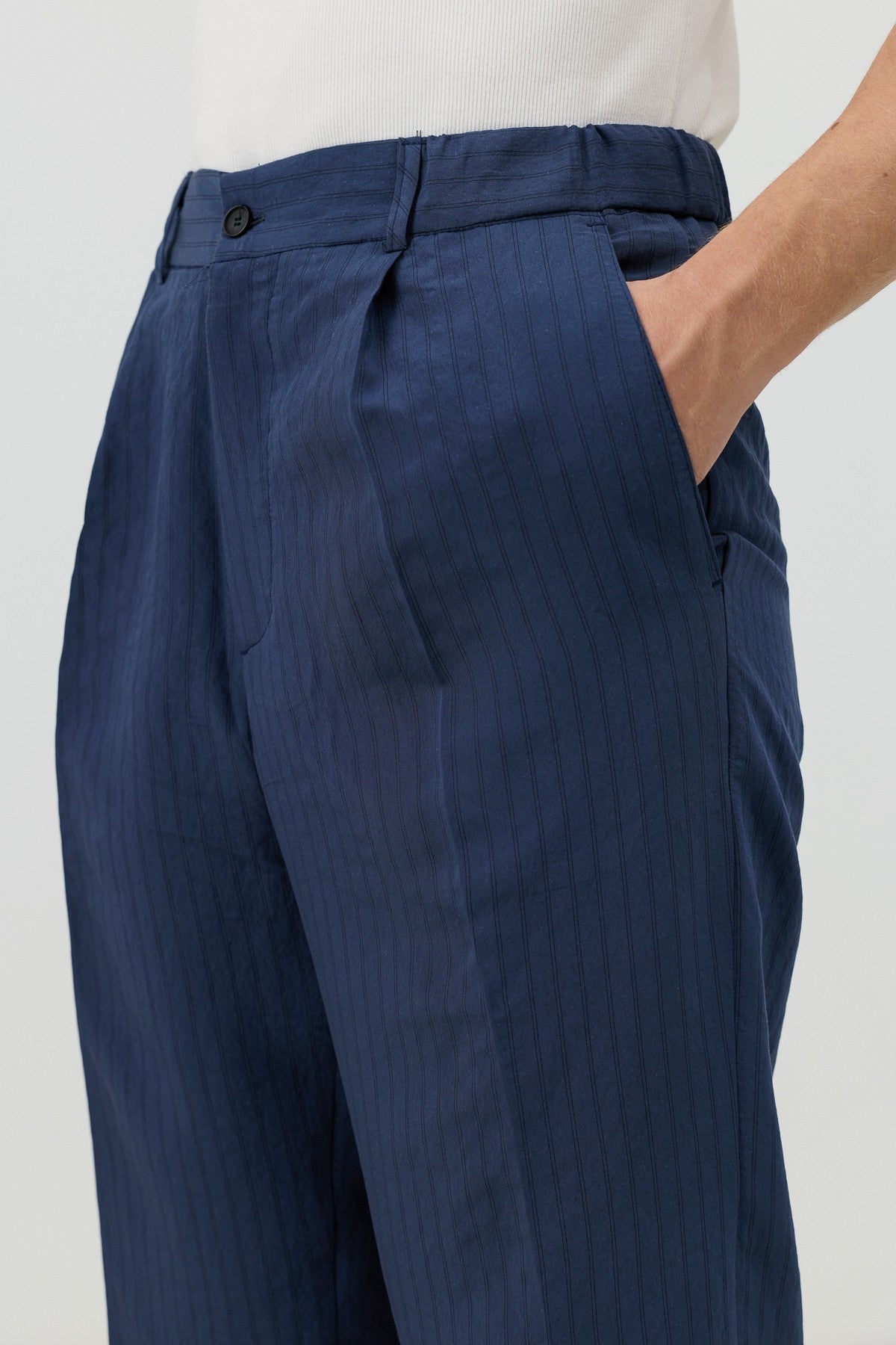 Modal Karışımlı Çizgili Relaxed Erkek Pantolon