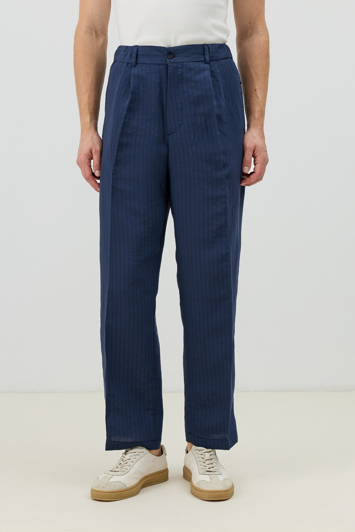 Modal Karışımlı Çizgili Relaxed Erkek Pantolon