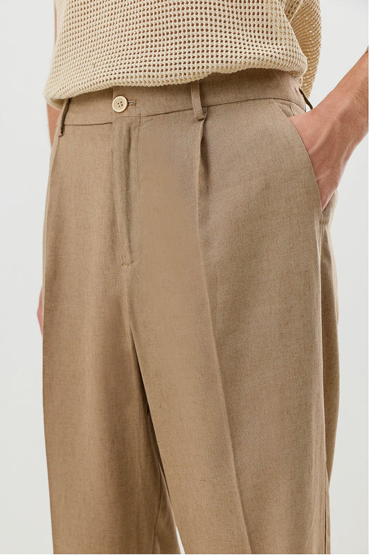 Keten Karışımlı Beli Lastikli Erkek Pantolon