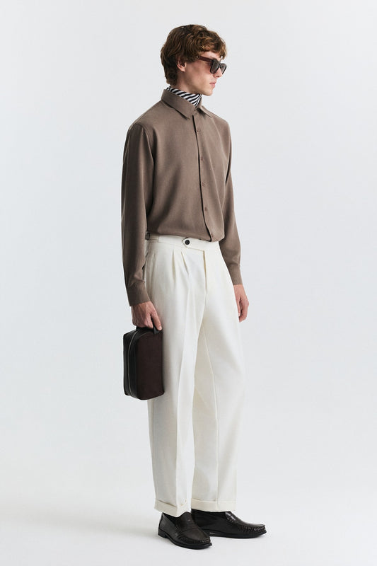 Tapered Fit Çift Pileli Pantolon