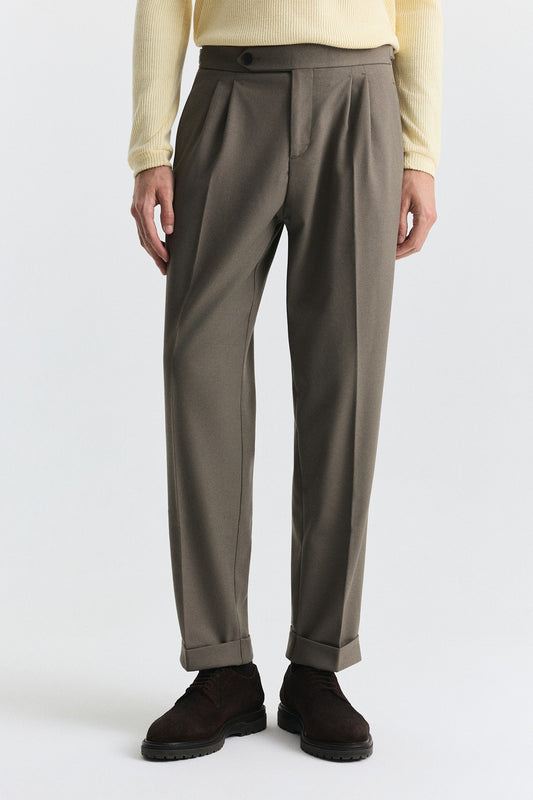 Tapered Fit Çift Pileli Pantolon