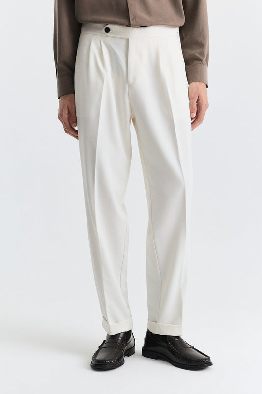 Tapered Fit Çift Pileli Pantolon