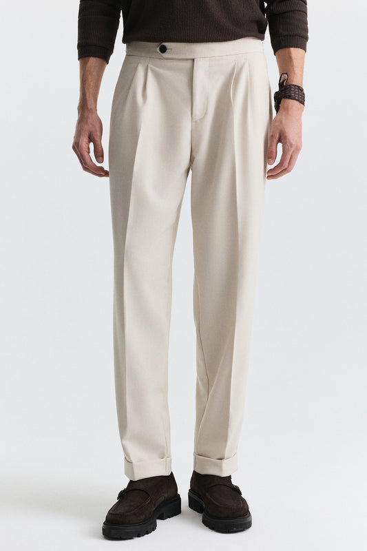 Tapered Fit Çift Pileli Pantolon