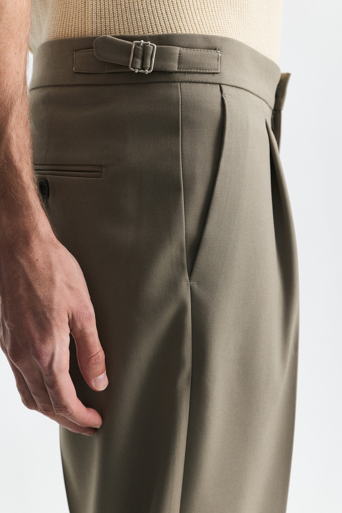 Relaxed Yün Karışımlı Pileli Pantolon