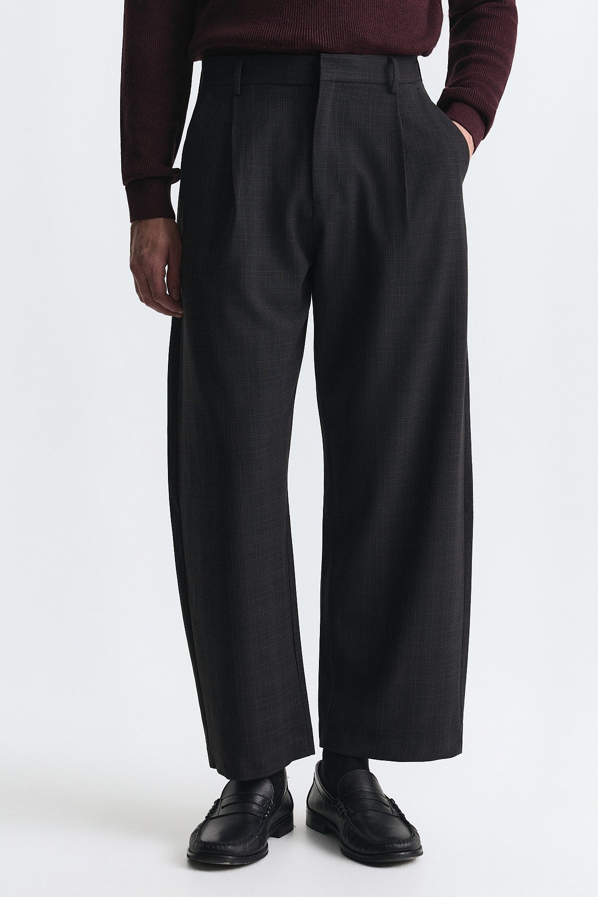 Barrel Fit Ekose Pantolon