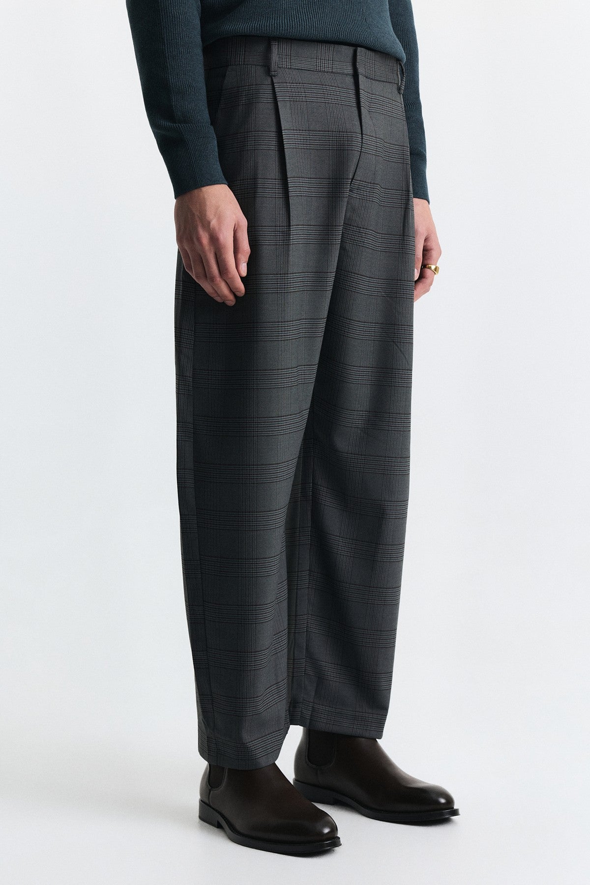 Barrel Fit Ekose Pantolon