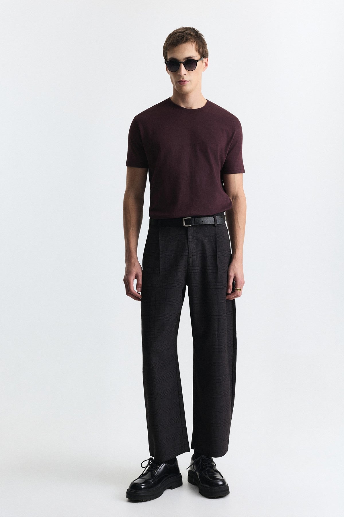 Barrel Fit Ekose Pantolon