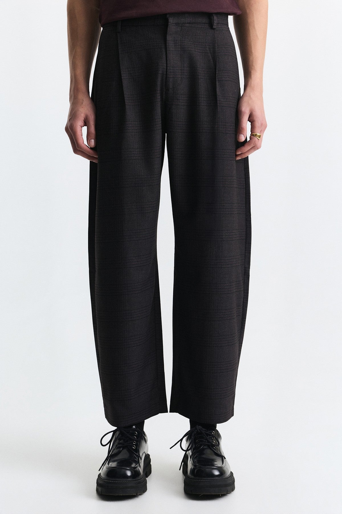 Barrel Fit Ekose Pantolon