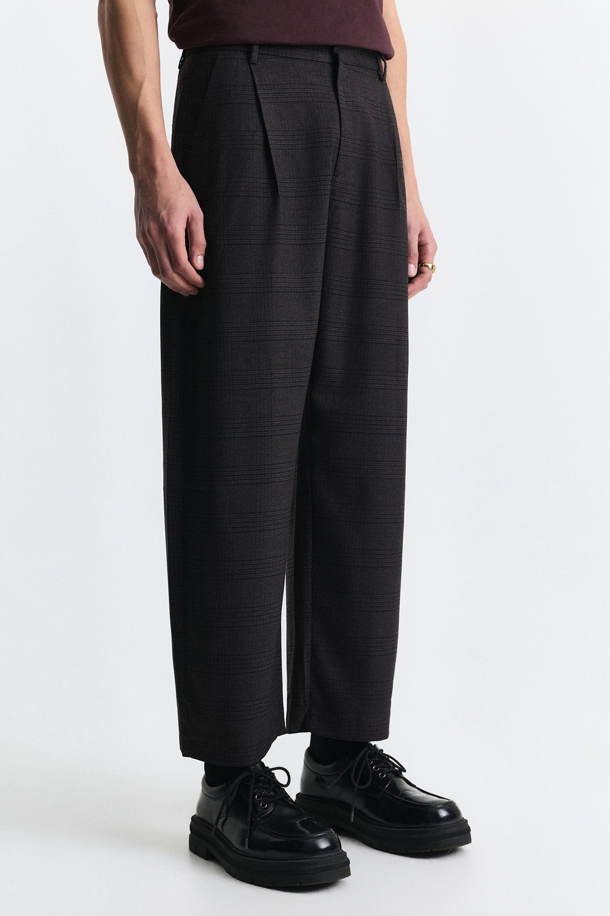 Barrel Fit Ekose Pantolon