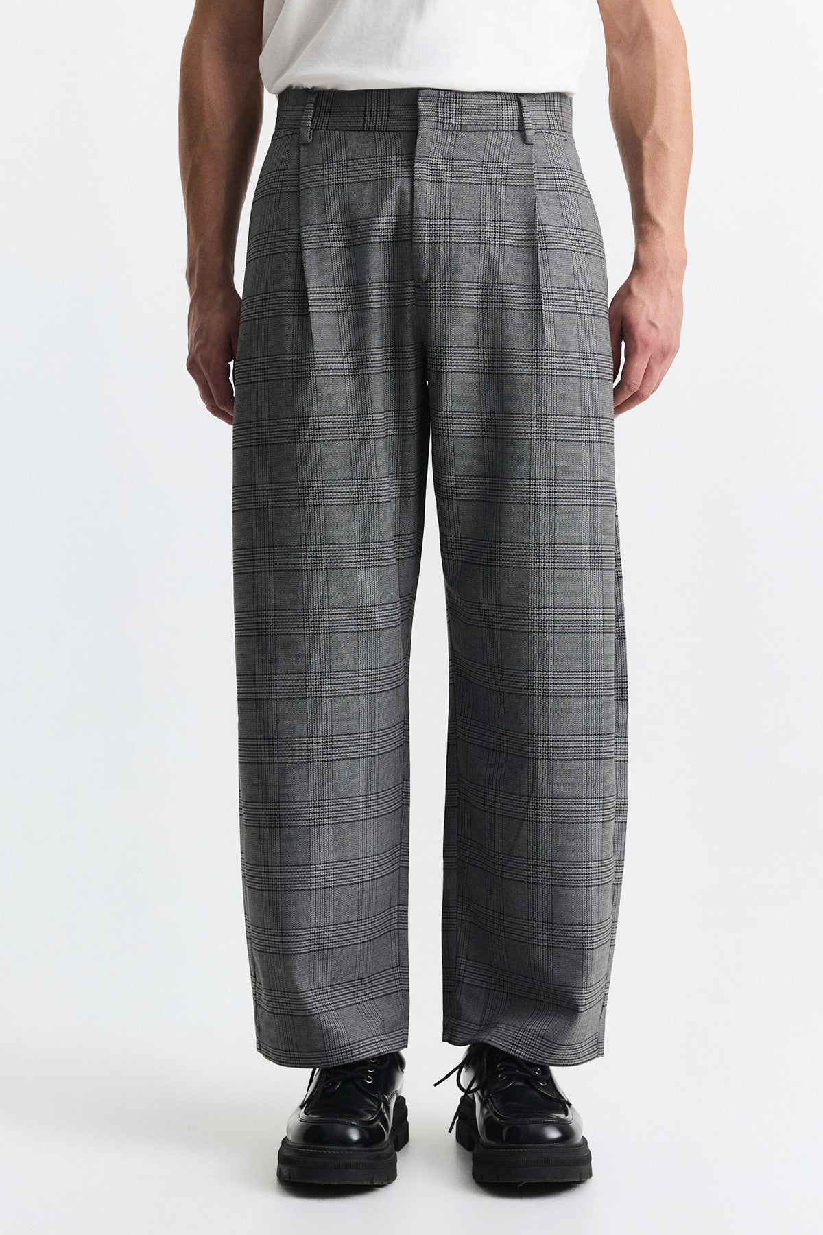 Barrel Fit Ekose Pantolon