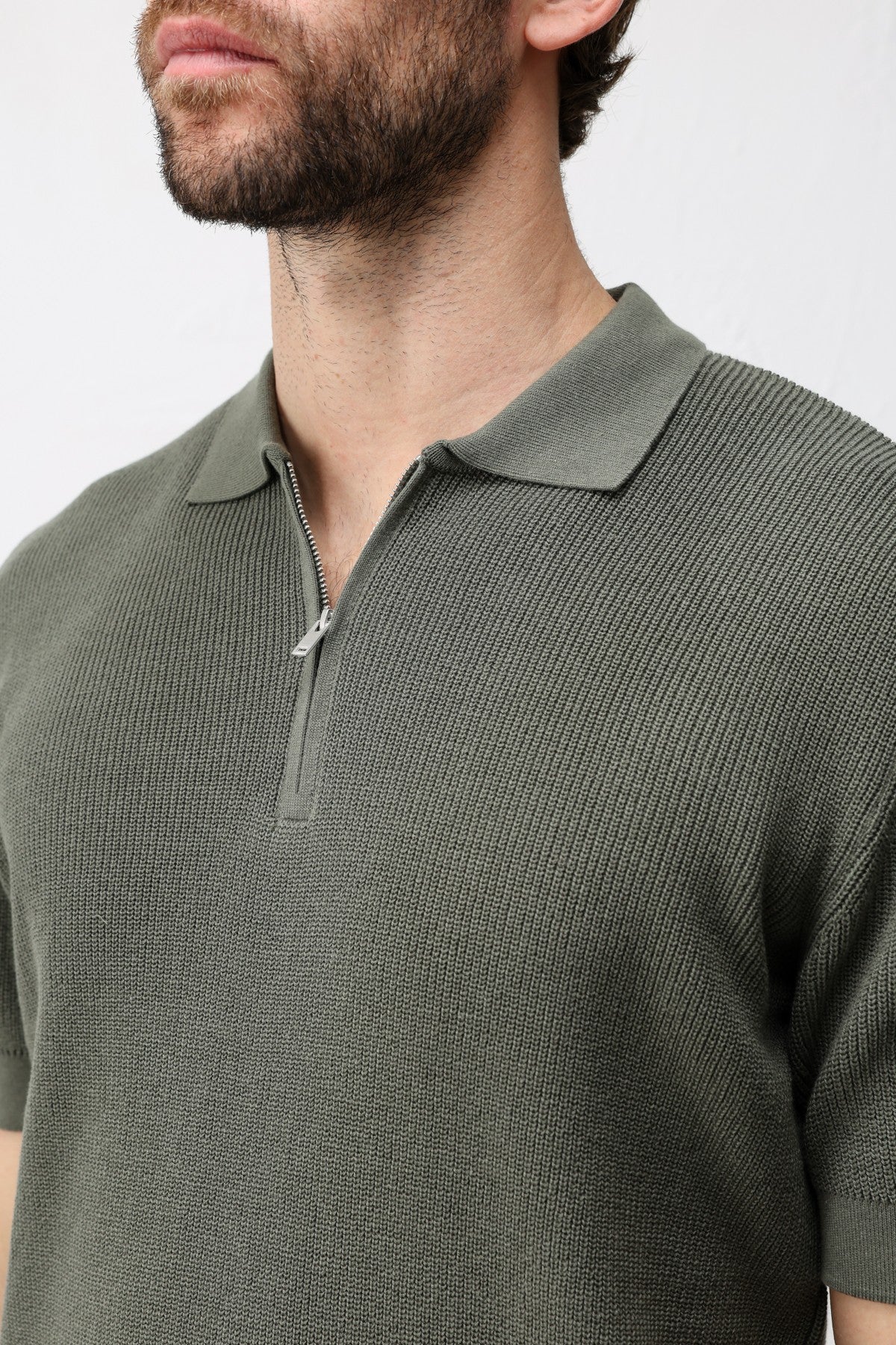 Antioch Comfort Slim Fermuarlı Erkek Triko T-Shirt