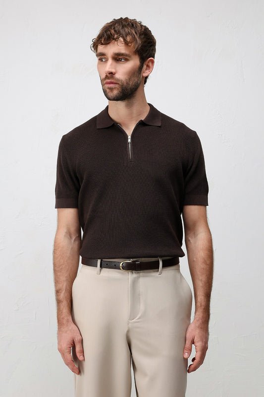 Antioch Comfort Slim Fermuarlı Erkek Triko T-Shirt