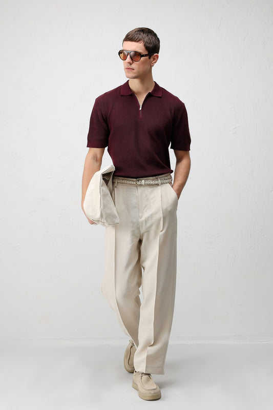 Antioch Comfort Slim Fermuarlı Erkek Triko T-Shirt