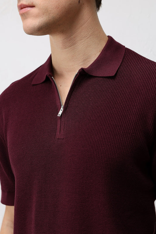 Antioch Comfort Slim Fermuarlı Erkek Triko T-Shirt