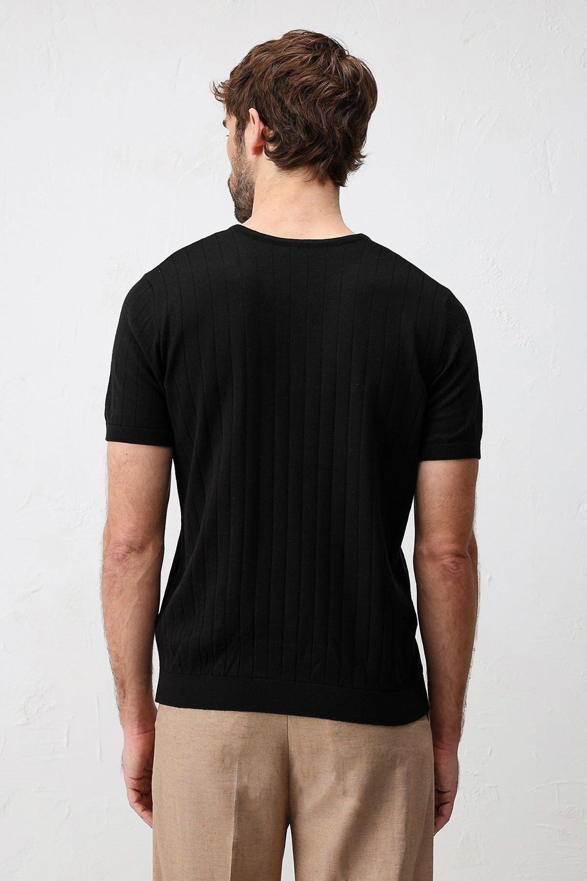Antioch Sarı Dokulu Erkek Triko T-Shirt