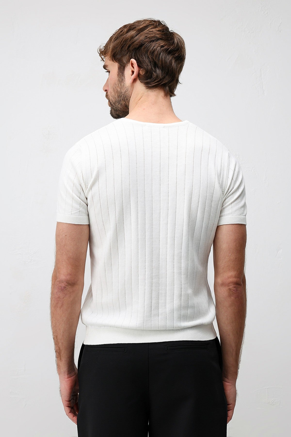 Antioch Sarı Dokulu Erkek Triko T-Shirt
