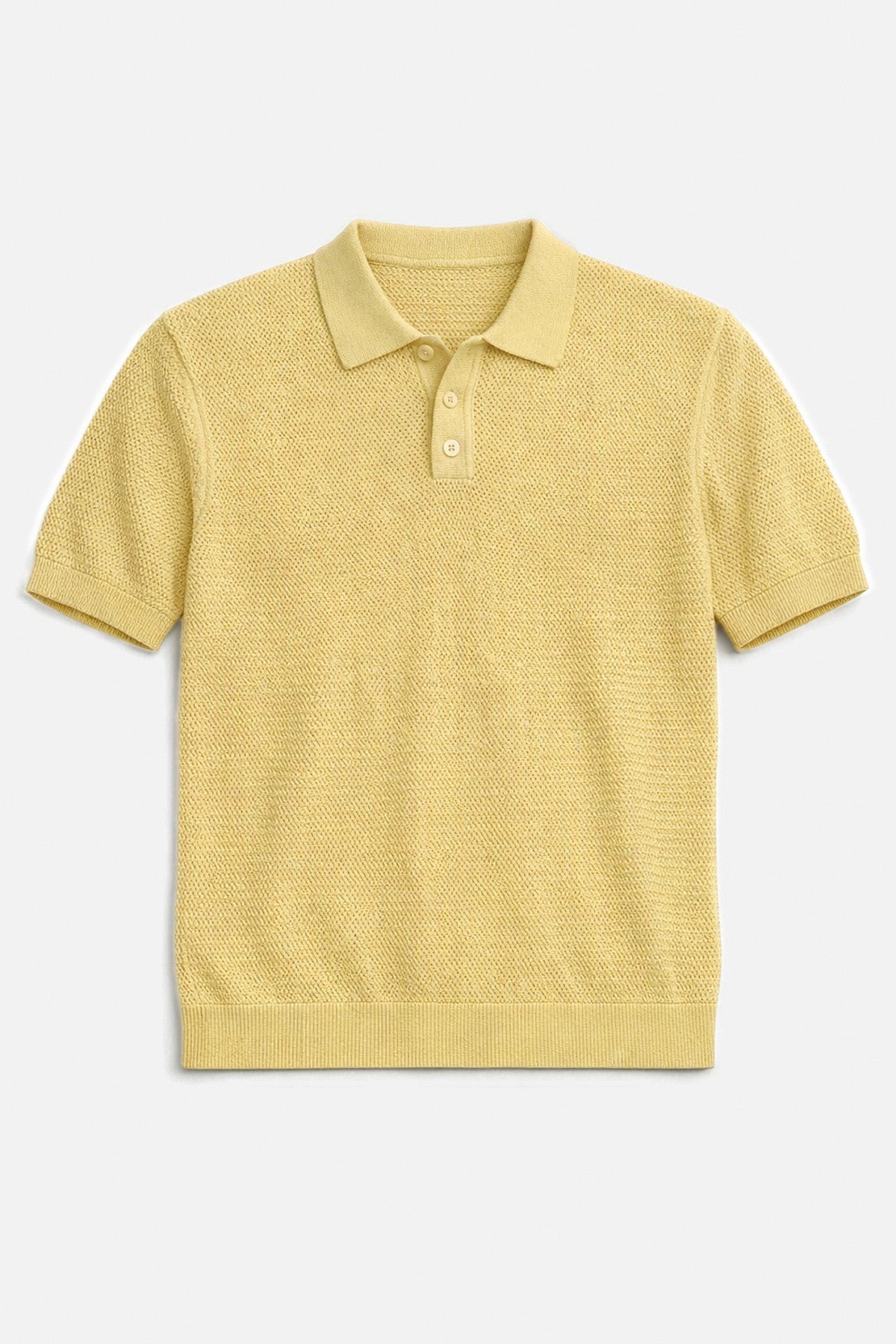 Antioch Sarı Örgü Dokulu Polo Yaka Erkek T-Shirt