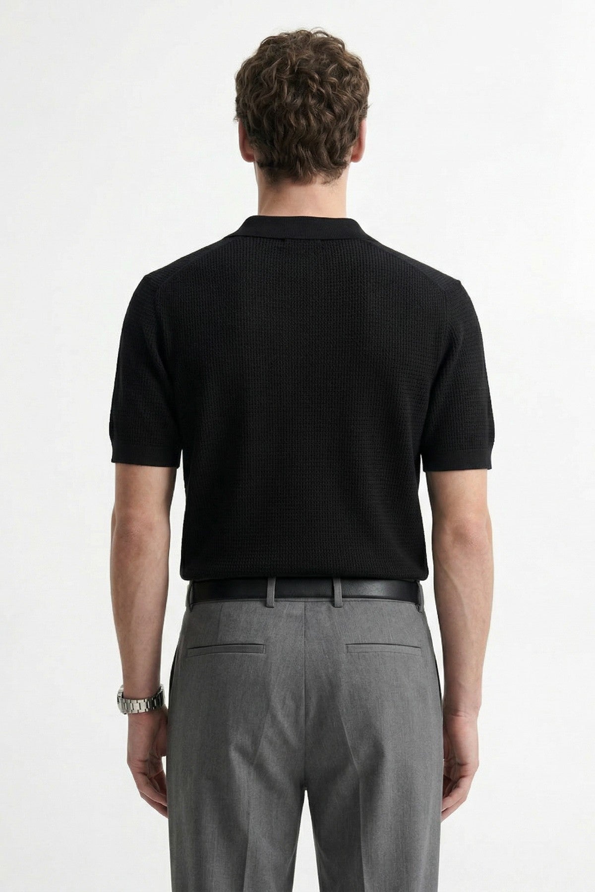 Antioch Sarı Örgü Dokulu Polo Yaka Erkek T-Shirt