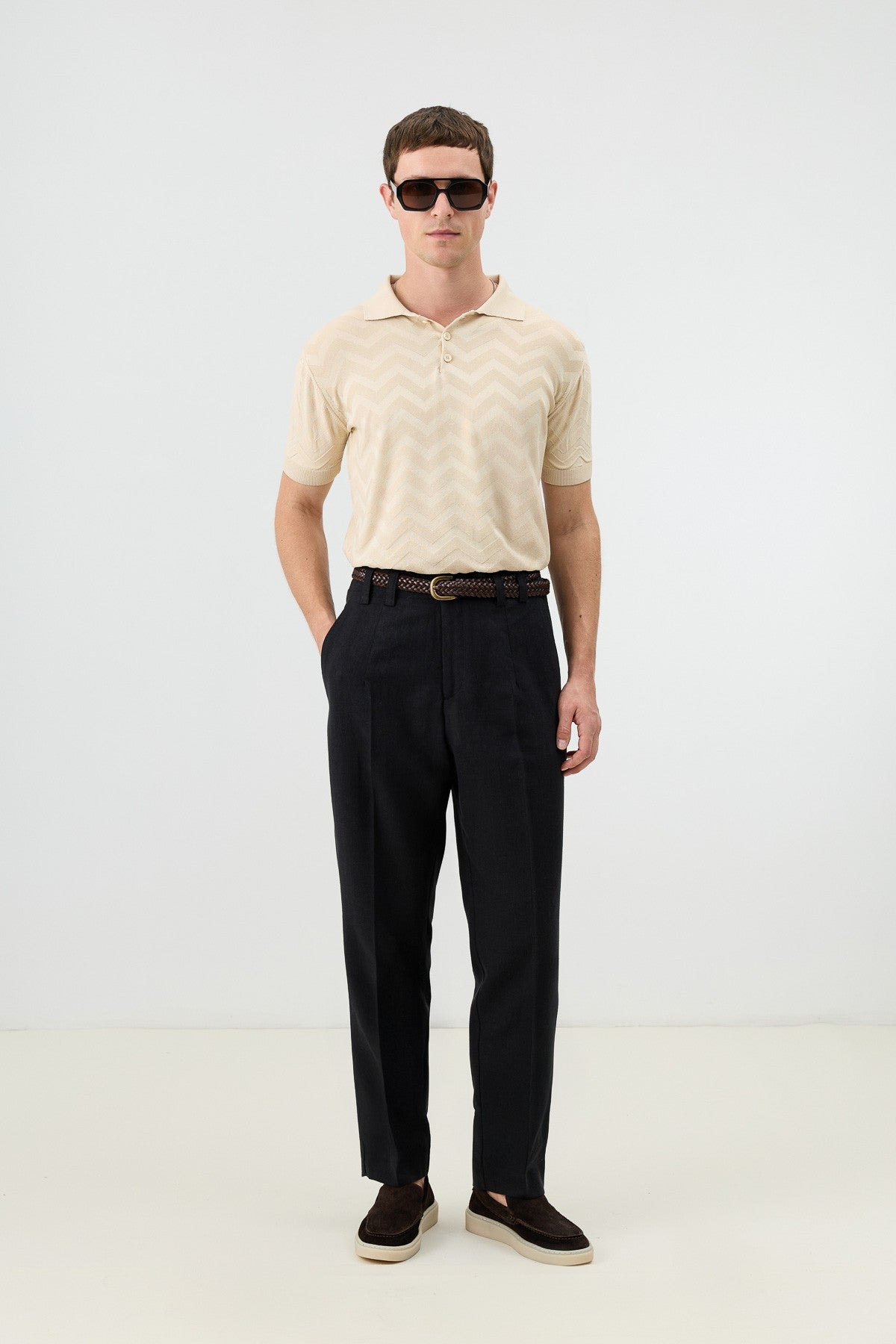 Antioch Zigzag Desenli Polo Yaka Triko Erkek T-Shirt