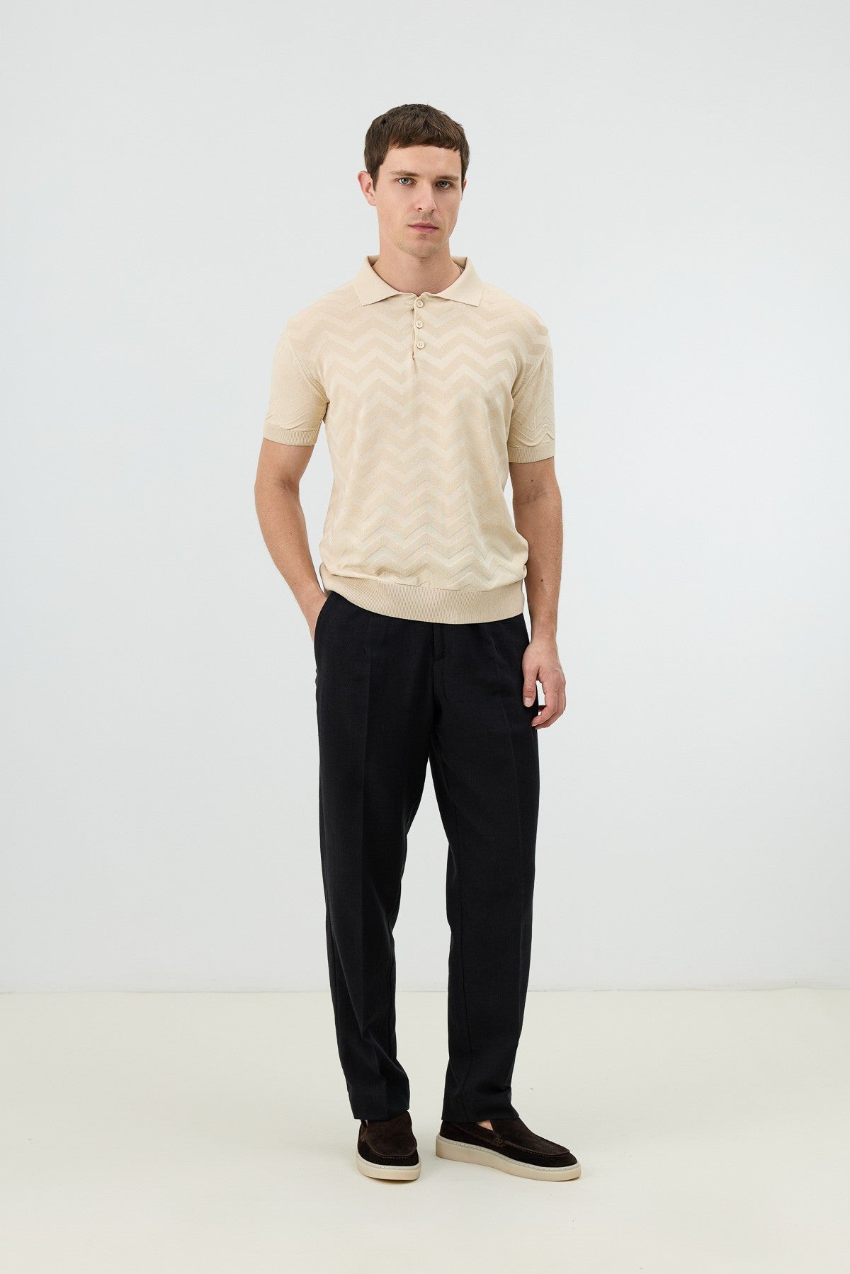 Antioch Zigzag Desenli Polo Yaka Triko Erkek T-Shirt