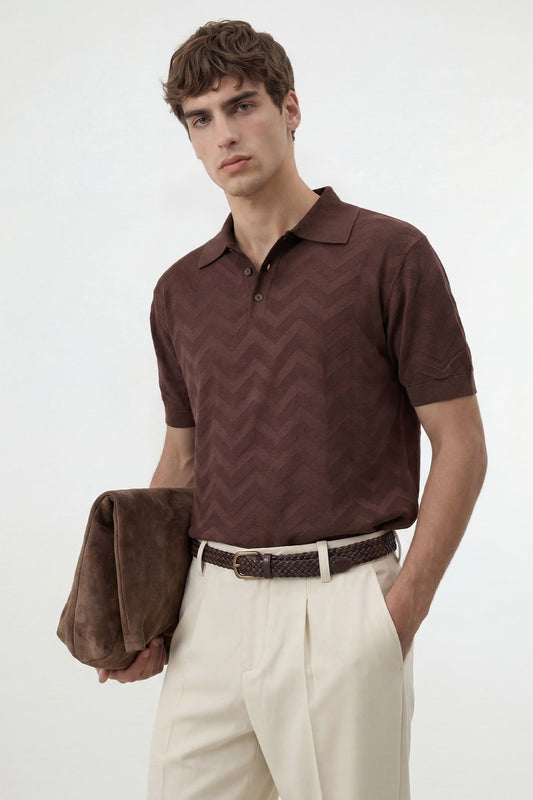 Antioch Zigzag Desenli Polo Yaka Triko Erkek T-Shirt