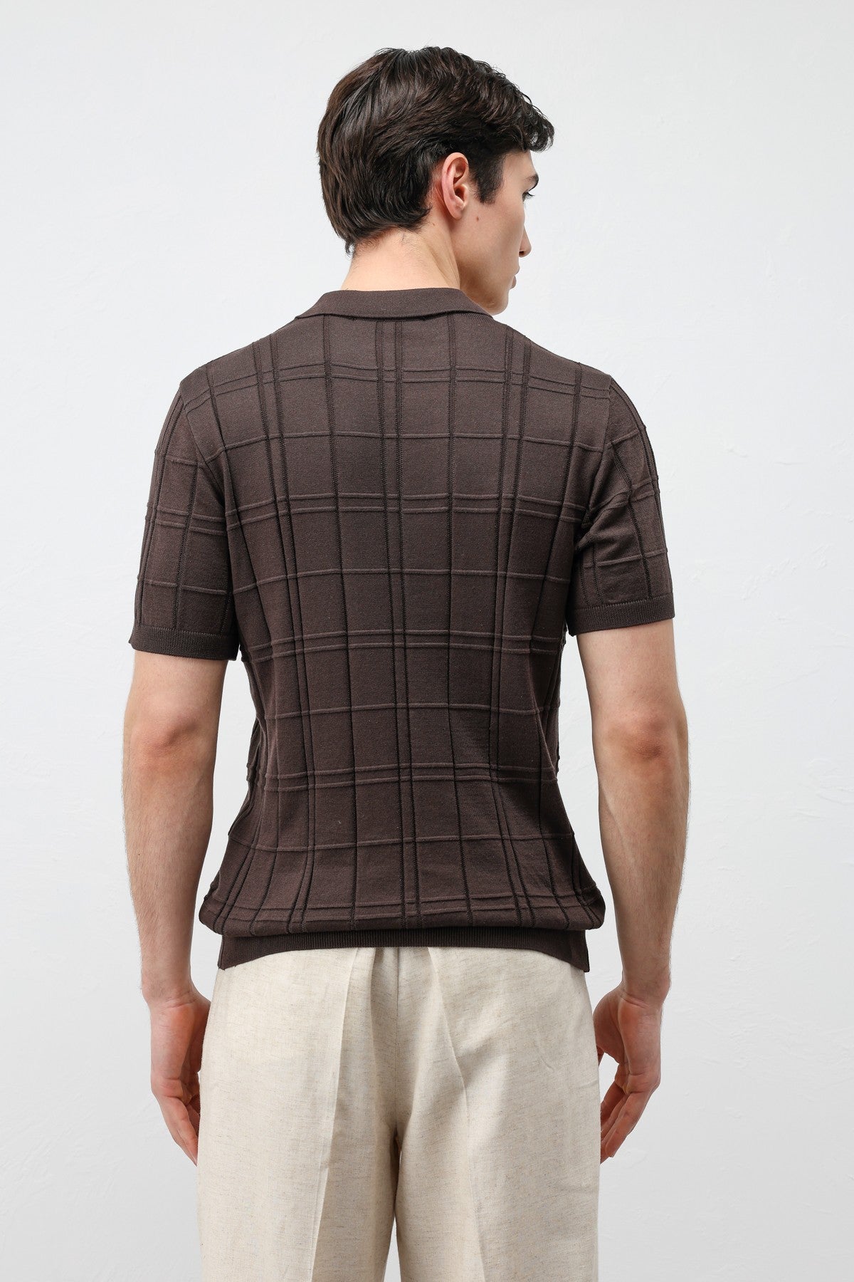 Antioch Siyah Kareli Desenli Erkek Triko T-Shirt