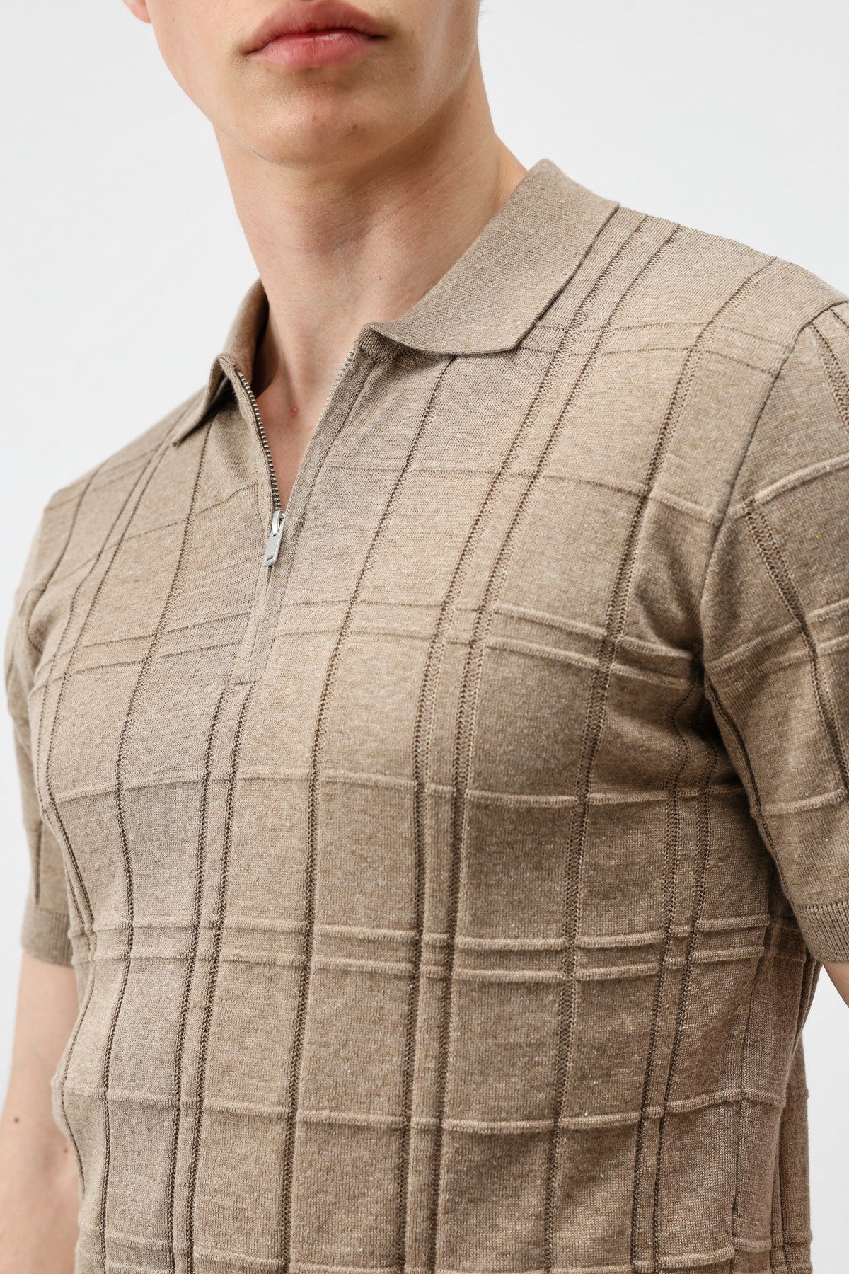 Antioch Siyah Kareli Desenli Erkek Triko T-Shirt