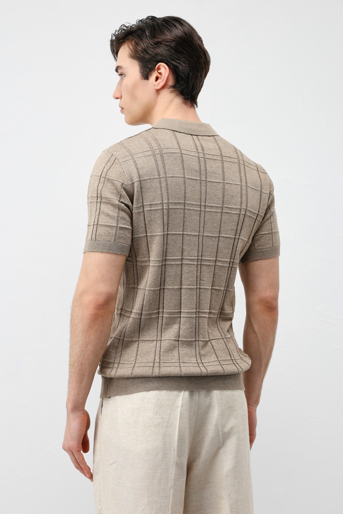 Antioch Siyah Kareli Desenli Erkek Triko T-Shirt