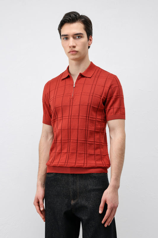 Kareli Desenli Erkek Triko T-Shirt