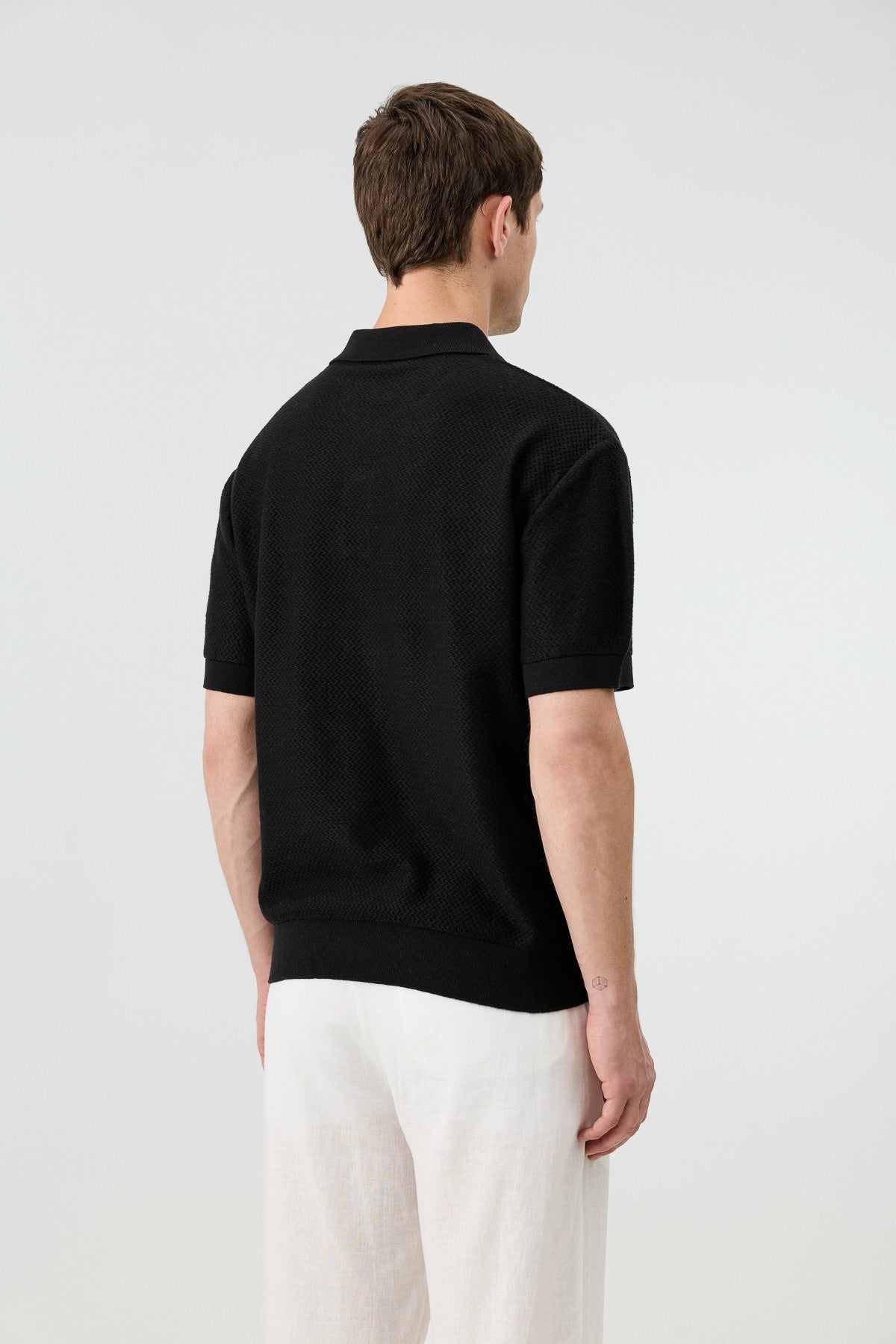 Antioch Siyah Dokulu Polo Yaka Triko Erkek T-Shirt
