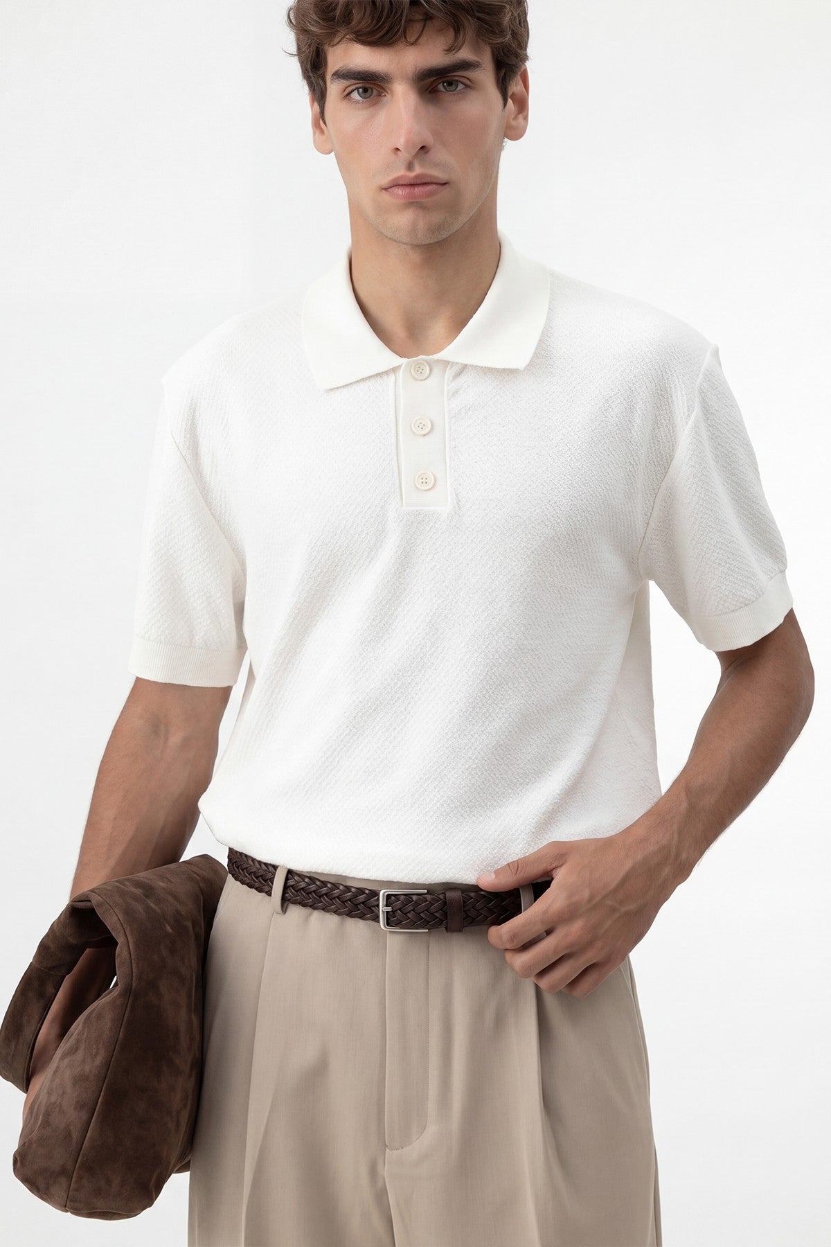Antioch Siyah Dokulu Polo Yaka Triko Erkek T-Shirt