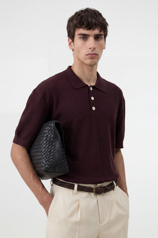 Antioch Siyah Dokulu Polo Yaka Triko Erkek T-Shirt