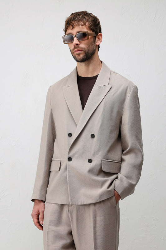 Antioch Siyah Modal Karışımlı Relaxed Fit Erkek Blazer Ceket