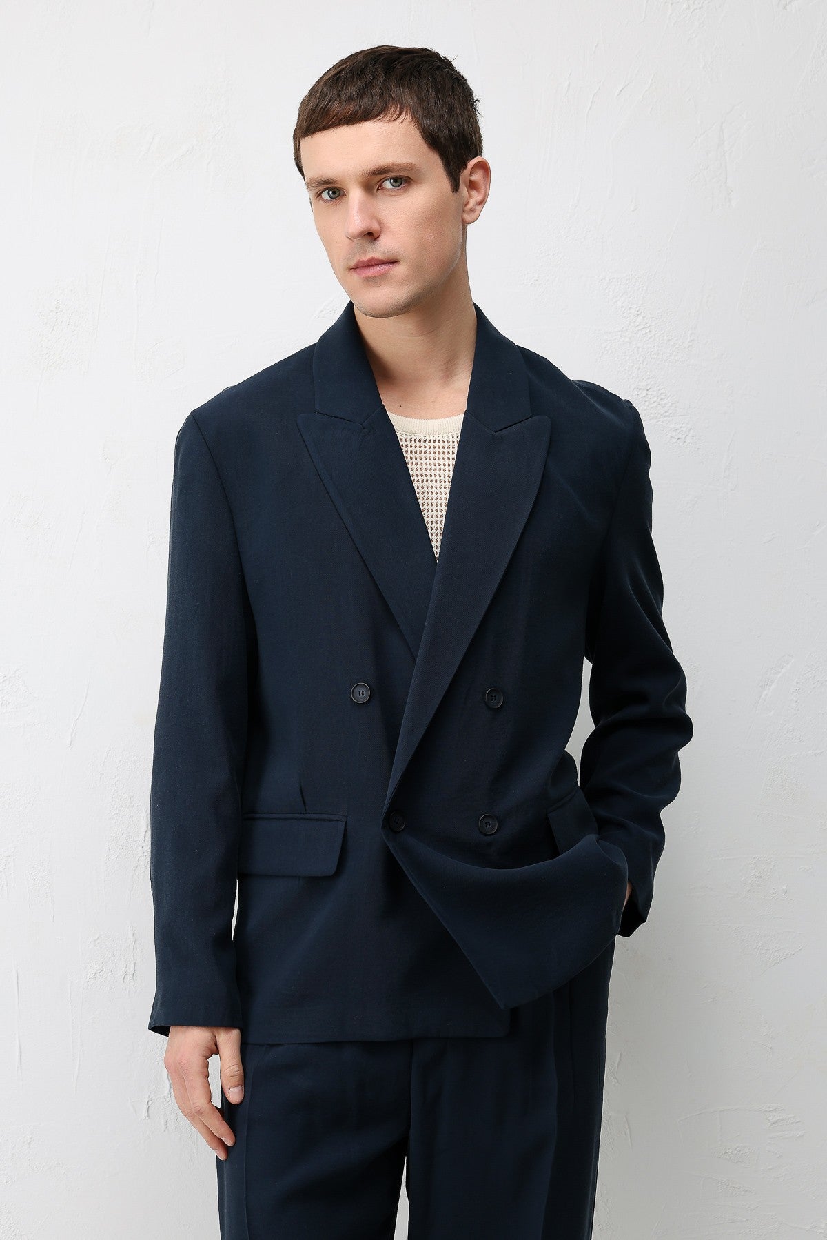 Antioch Siyah Modal Karışımlı Relaxed Fit Erkek Blazer Ceket