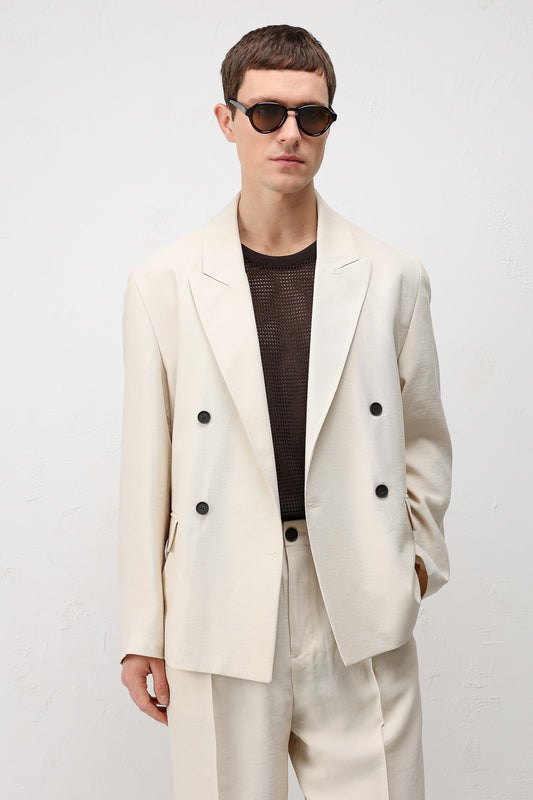 Antioch Siyah Modal Karışımlı Relaxed Fit Erkek Blazer Ceket