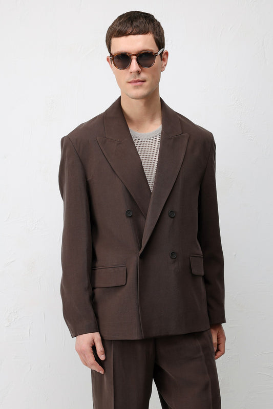 Antioch Siyah Modal Karışımlı Relaxed Fit Erkek Blazer Ceket