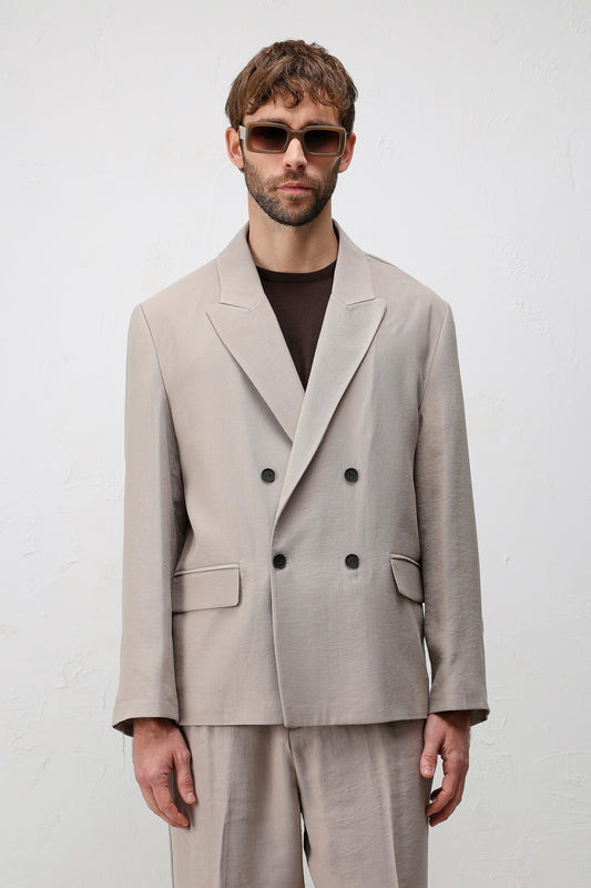 Antioch Siyah Modal Karışımlı Relaxed Fit Erkek Blazer Ceket