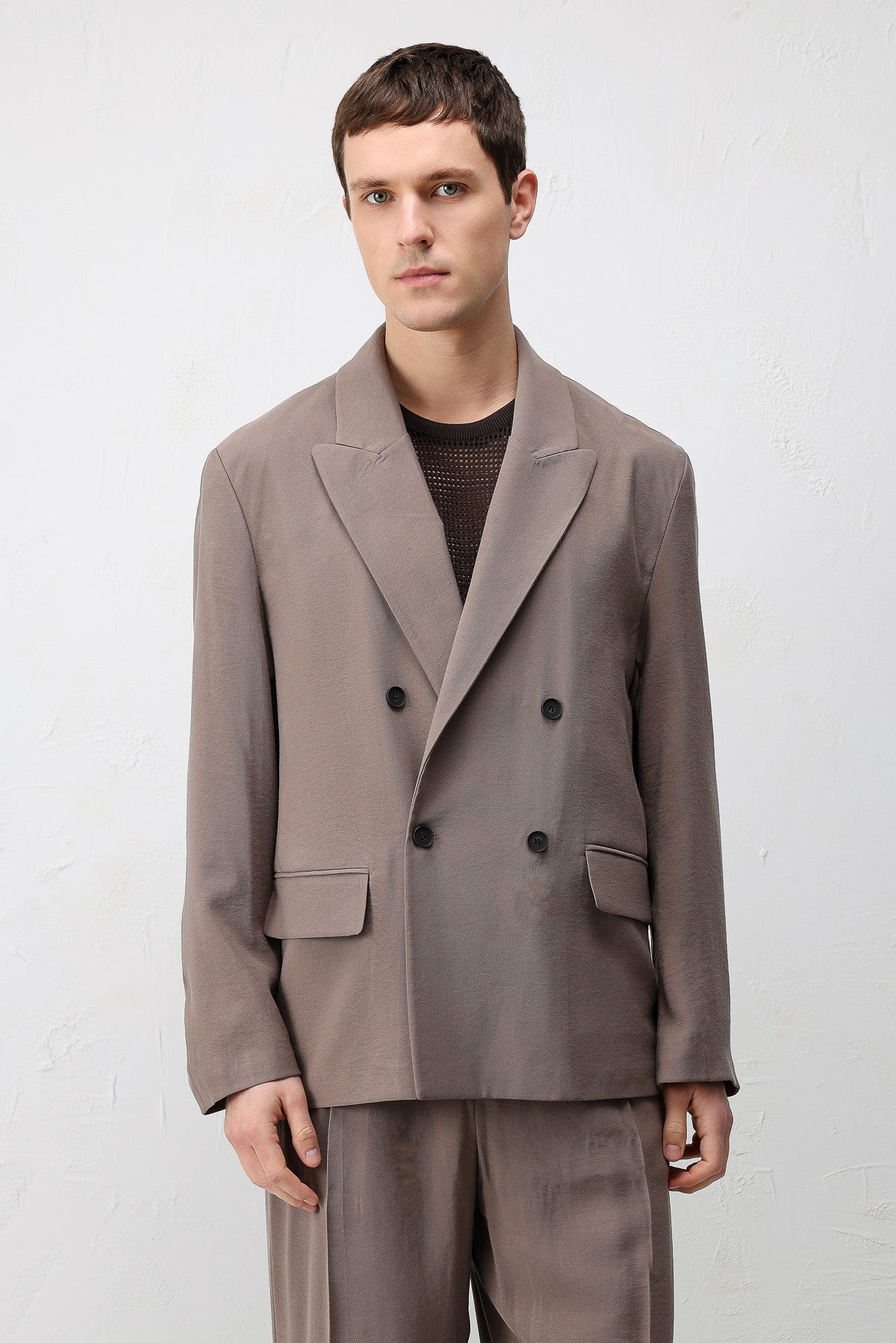 Antioch Siyah Modal Karışımlı Relaxed Fit Erkek Blazer Ceket