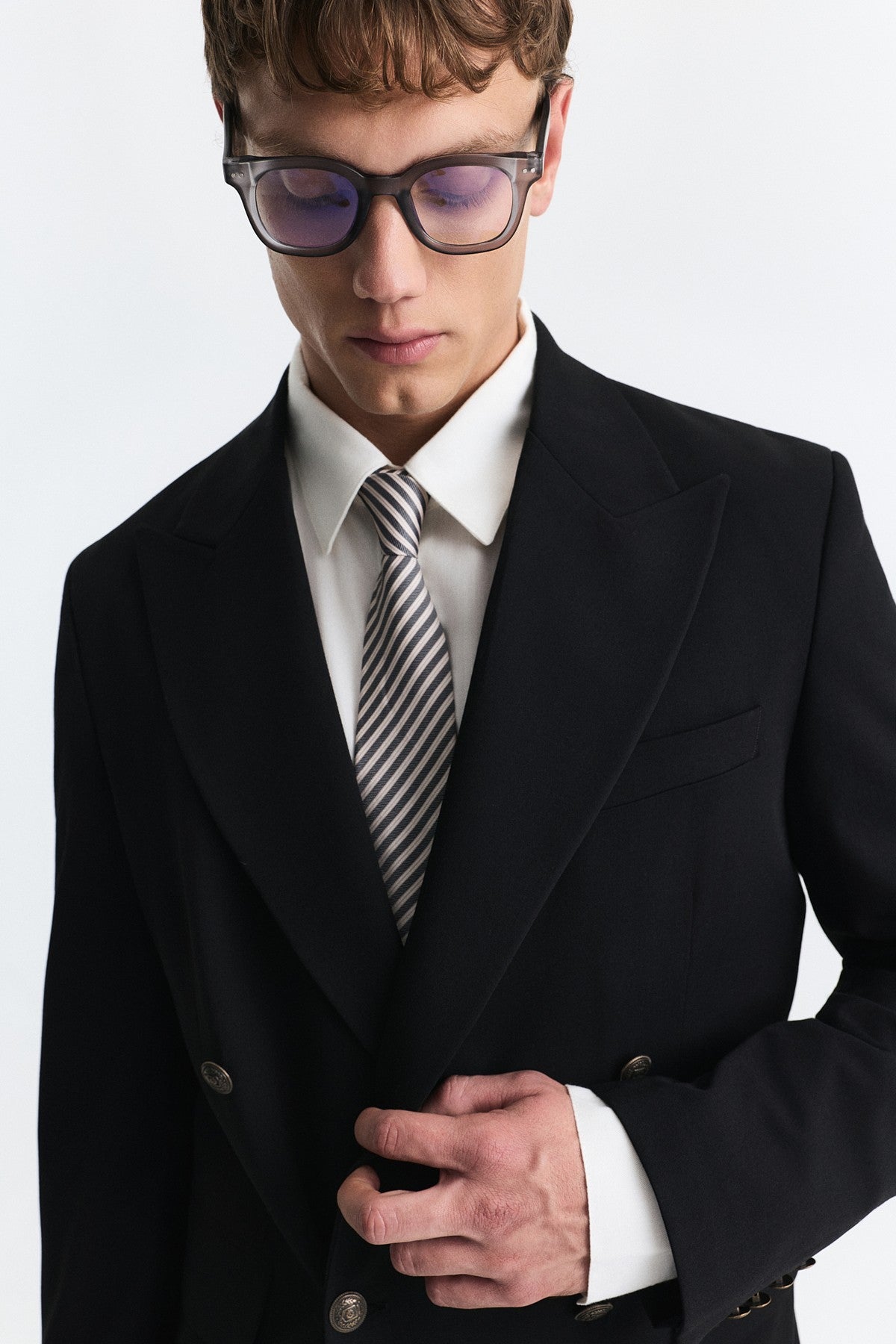 Yün Karışımlı Kruvaze Blazer Ceket