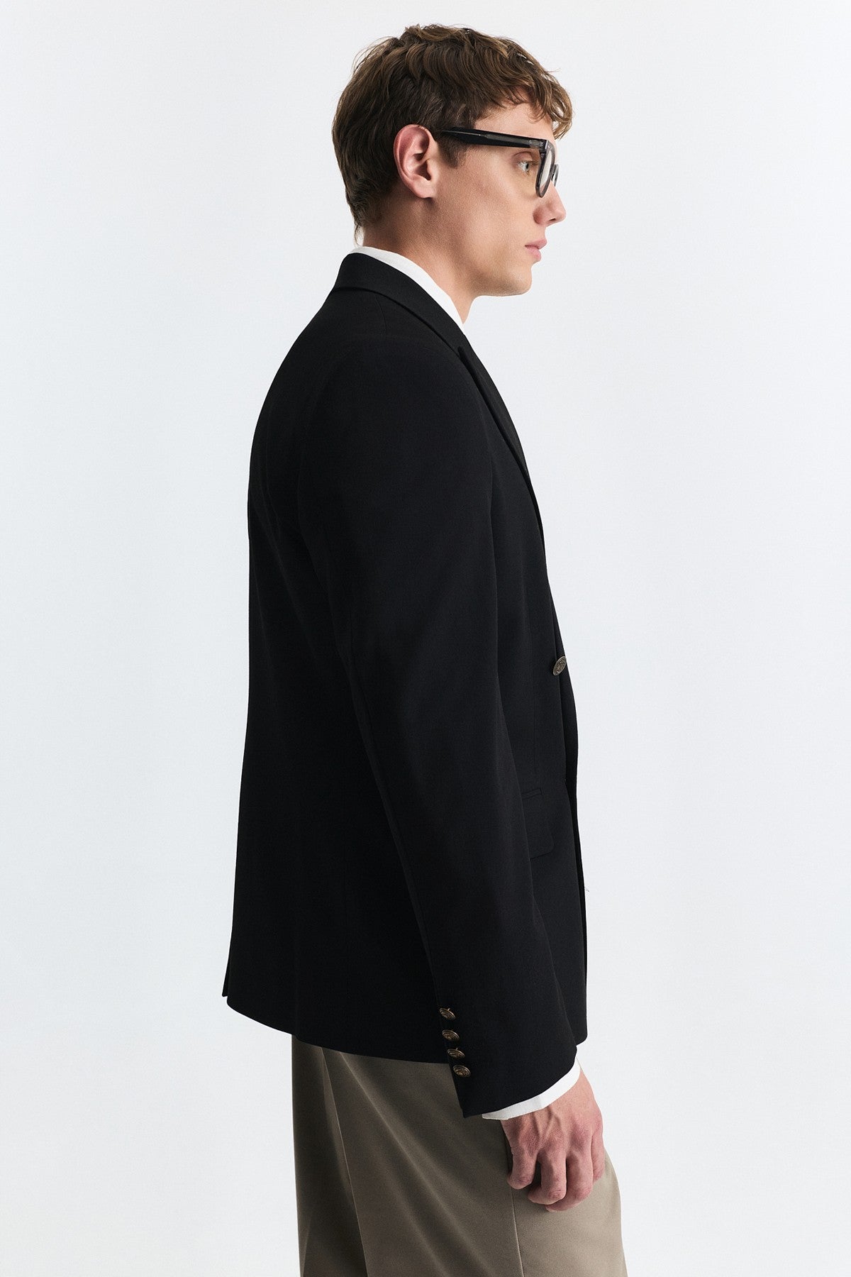 Yün Karışımlı Kruvaze Blazer Ceket