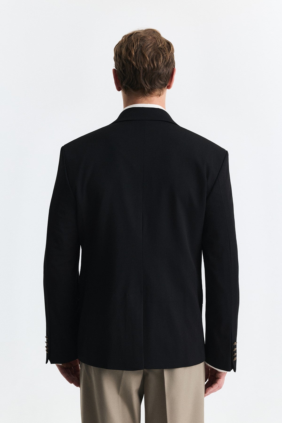 Yün Karışımlı Kruvaze Blazer Ceket