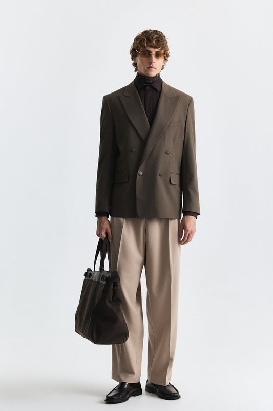 Yün Karışımlı Kruvaze Blazer Ceket