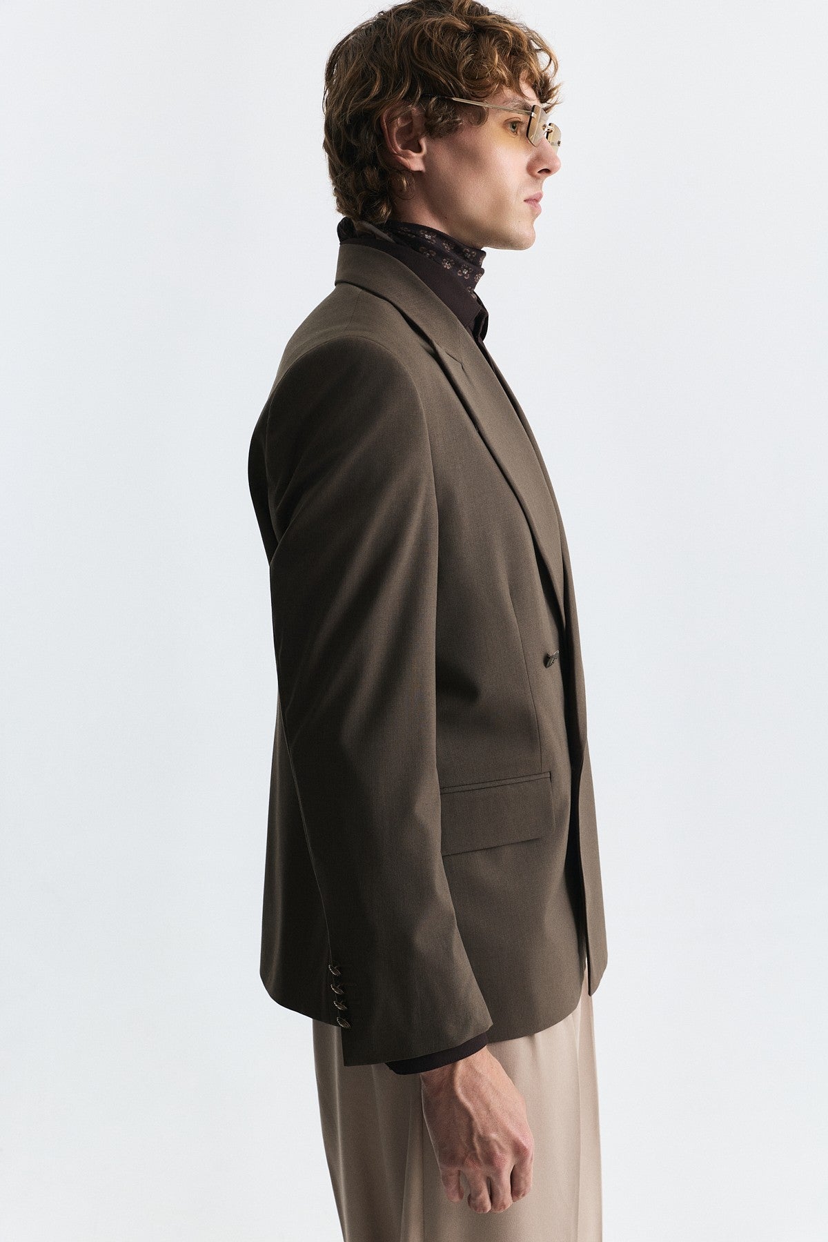 Yün Karışımlı Kruvaze Blazer Ceket