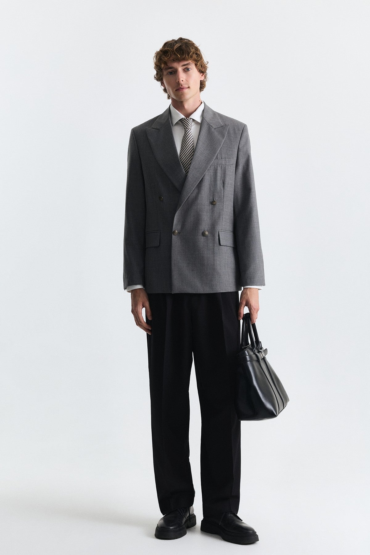 Yün Karışımlı Kruvaze Blazer Ceket
