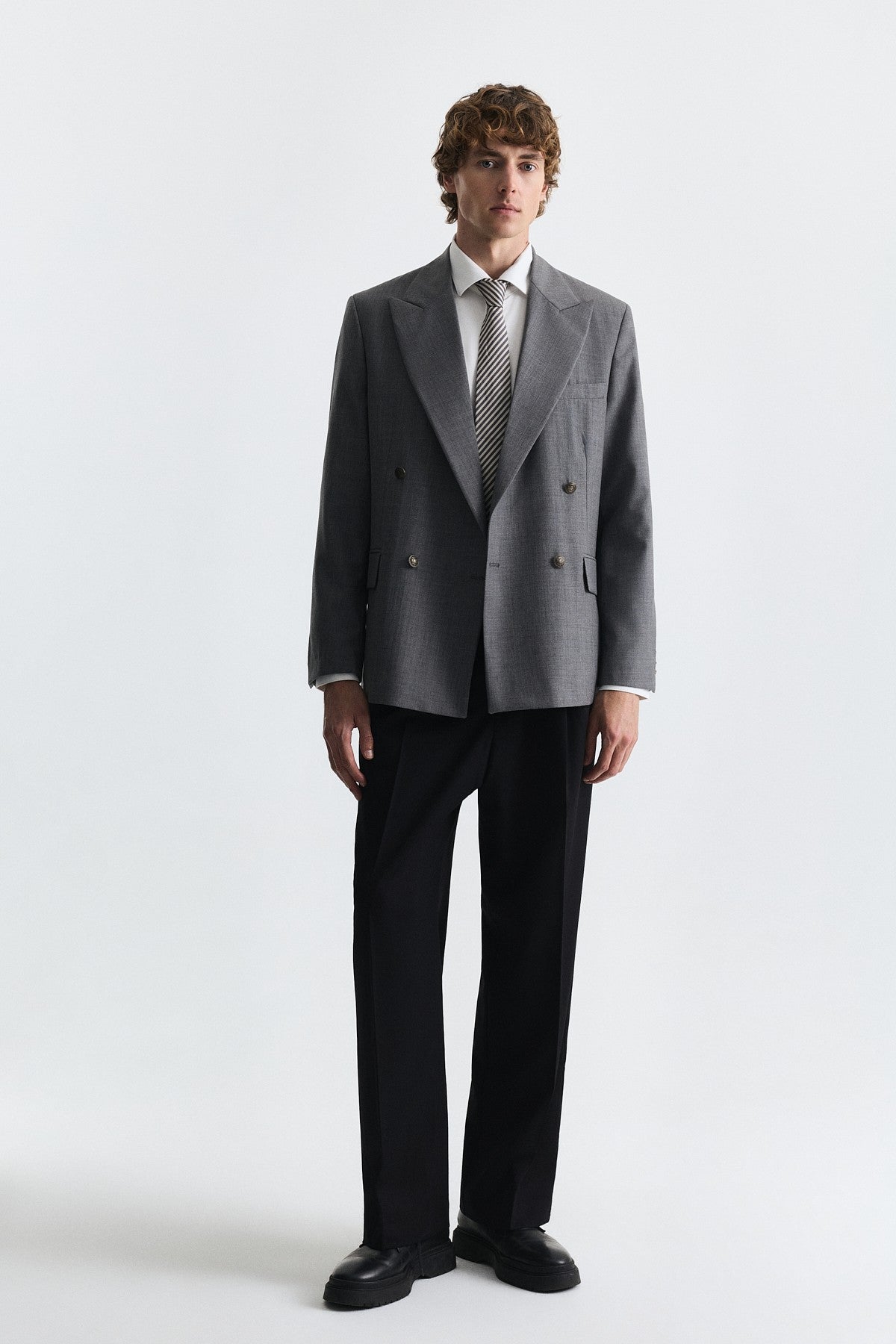 Yün Karışımlı Kruvaze Blazer Ceket
