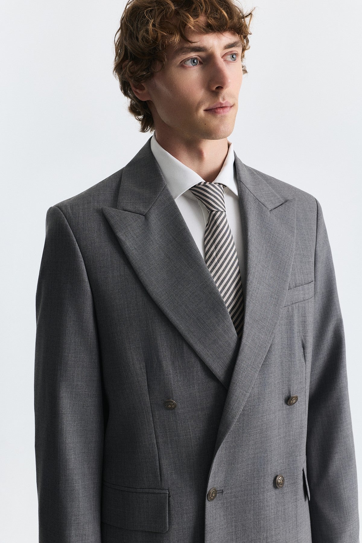 Yün Karışımlı Kruvaze Blazer Ceket