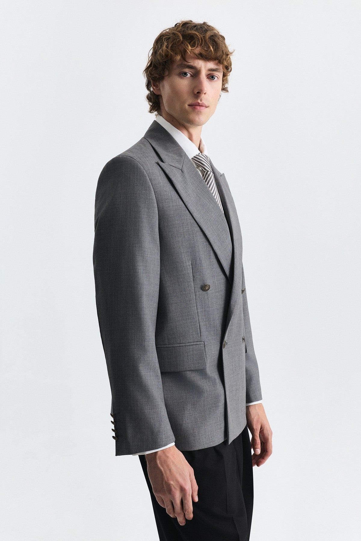 Yün Karışımlı Kruvaze Blazer Ceket