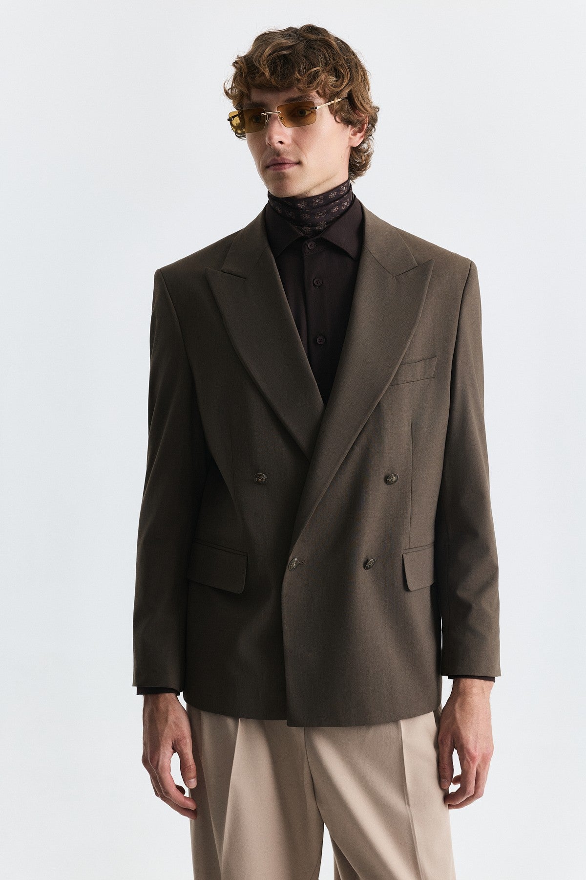 Yün Karışımlı Kruvaze Blazer Ceket