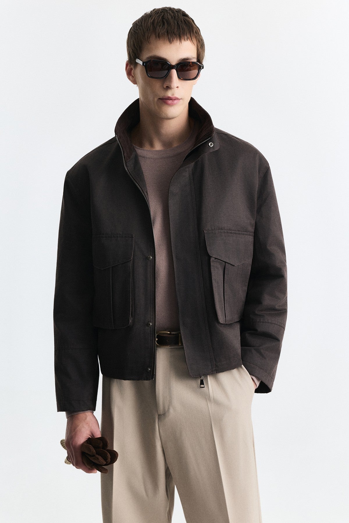 Crop Fit Dik Yaka Mont